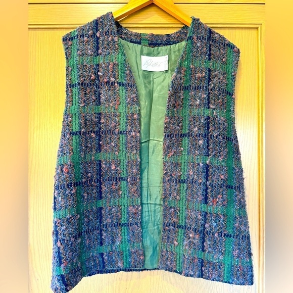 Vintage Pykettes Open Front Vest / Lined / Made USA / 12 - Picture 1 of 7